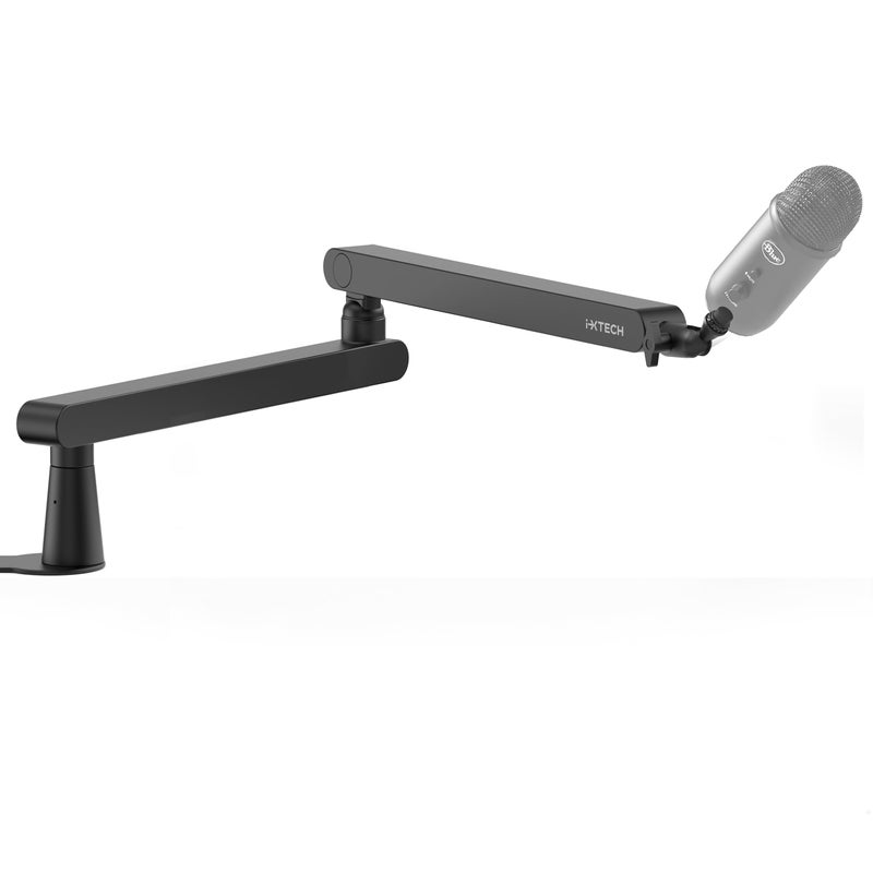 i-XTECH IXTECH Mic Arm Desk Mount, Low Profile 360° Swivel Mic Boom Arm, Adjustable Microphone Arm with Detachable Rise Column and Built-In Cable Management for Streaming and Recording LIZARD Model. - Image 1