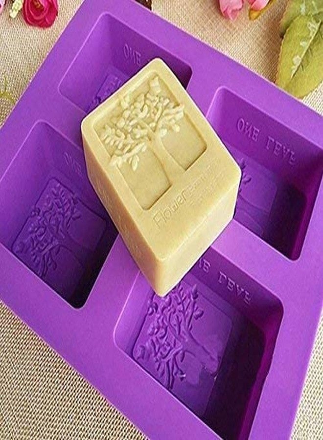 Vedini™ 4 Cavity Tree Soap Silicone Mold Cake Baking DIY Mold Home easy to clean cheese silicone mold Fondant Chocolate Resin Clay Candle Baking (Output Weight : 120-135 Grams) (Pack Of 1) - Image 1