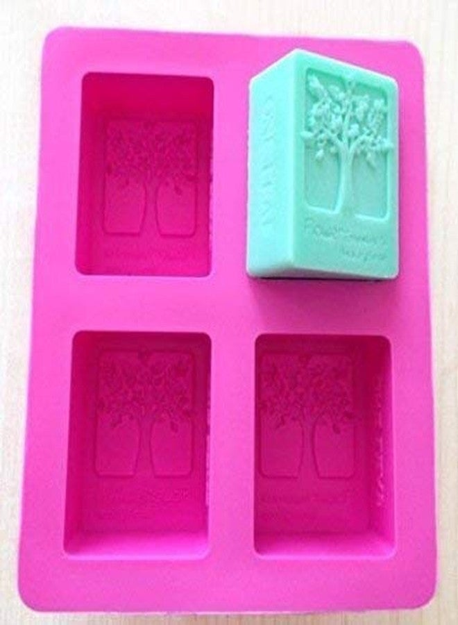 Vedini™ 4 Cavity Tree Soap Silicone Mold Cake Baking DIY Mold Home easy to clean cheese silicone mold Fondant Chocolate Resin Clay Candle Baking (Output Weight : 120-135 Grams) (Pack Of 1) - Image 2