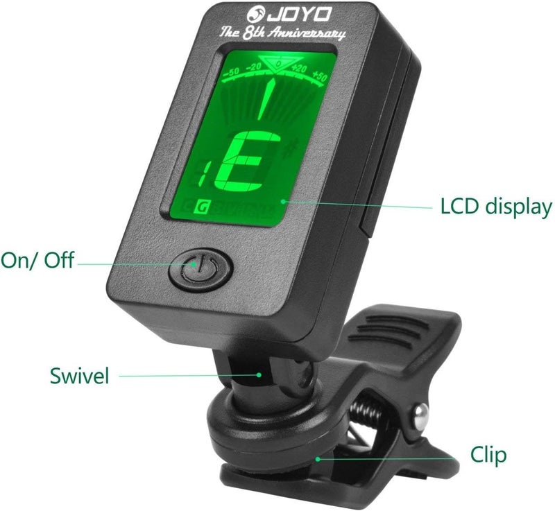 Joyo Guitar Tuner Mini Digital LCD Clip-On Tuner for Guitar Bass Violin Ukulele Musical Instrument - Image 2
