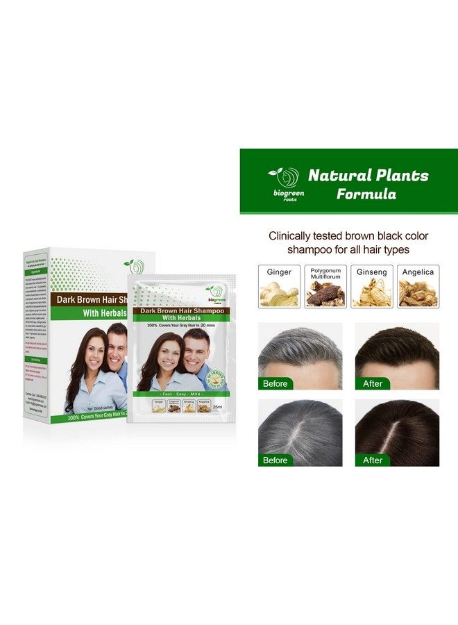 BIOGREEN ROOTS Shampoo 5 Pouches Dark Brown Hair Color Shampoo With Herbals For Men And Women New & Improved Formula All Hair Types With Herbals Ingredients Dark Brown Hair Shampoo 5 Pouches With 5 Pair Of Gloves.  - Image 3