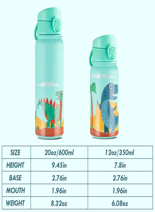 OLDLEY 20 Oz Insulated Stainless Steel Water Bottle For Kids, With Straws Leak-proof, Kids Water Bottles For School Boys Girls,Dinos - Image 4