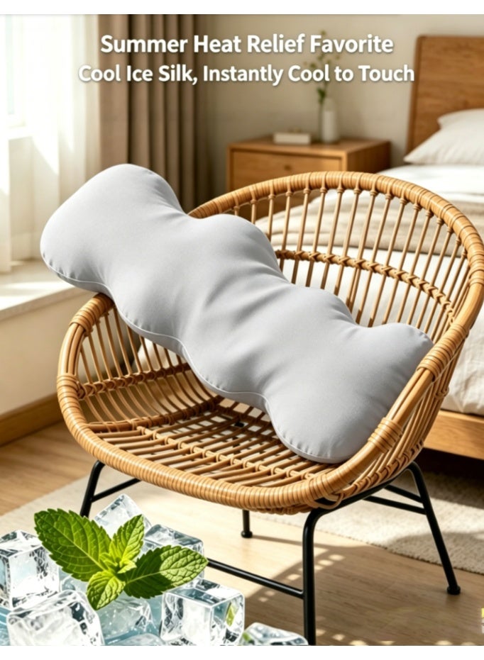 CityRiya-Long Cool Ice Silk Pregnancy Pillow 130cm, Full Length Side Sleeper Support Pillow, Soft High Resilience Filling, Detachable Washable Pillowcase, Comfort Body Pillow for Home Bedroom Use (BZ13001-Grey) - Image 1