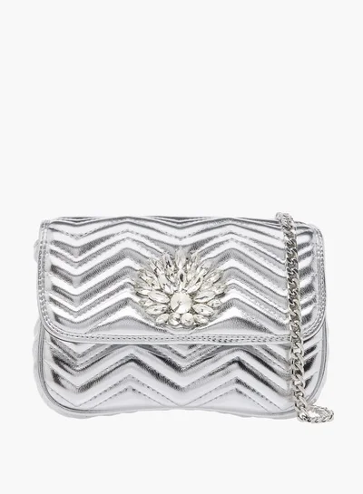 Paprika Women's Embellished Crossbody Bag with Chain Strap and Flap Closure