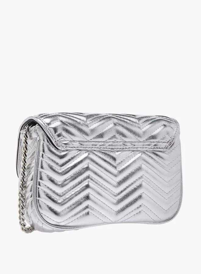 Paprika Women's Embellished Crossbody Bag with Chain Strap and Flap Closure