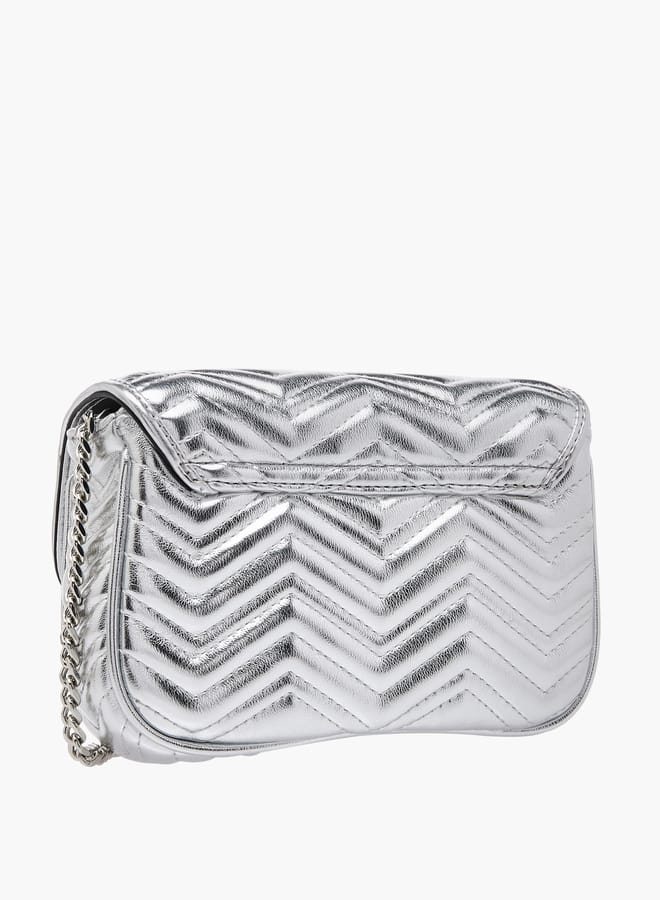 Paprika Women's Embellished Crossbody Bag with Chain Strap and Flap Closure  - Image 3
