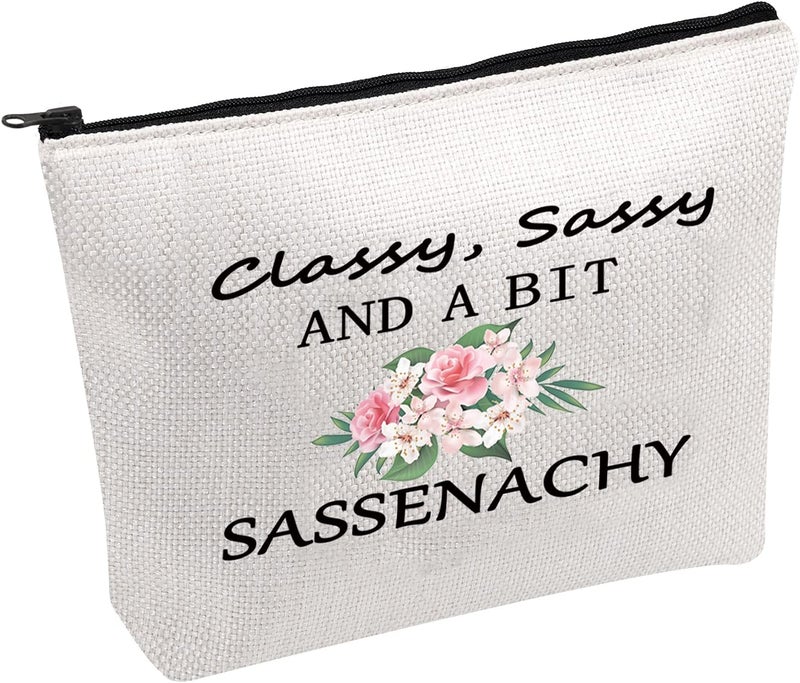 Outlander Inspired Gift Classy Sassy and A Bit Sassenachy Zipper Pouch Cosmetics Bag for Fans A Bit Sassenachy Bag B