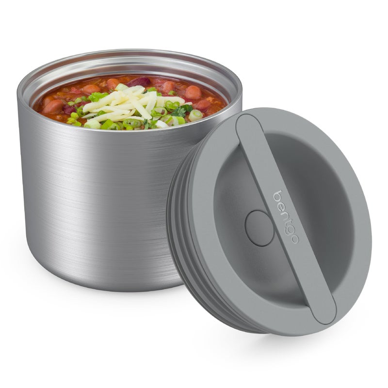 Bentgo Stainless Insulated Food Container - 2.4 Cups (19 oz), Triple-Layer Insulation, Vacuum Seal, Leak-Proof, Built-In Handle, Wide Opening, Premium Stainless Steel, for Cool/Warm Foods (Steel) - Image 1