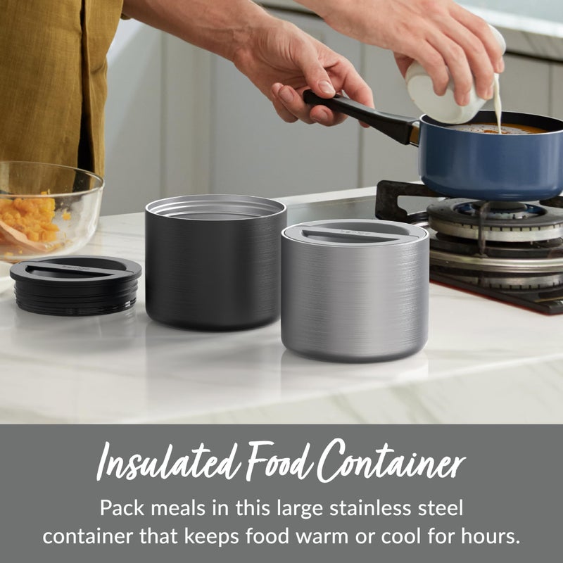Bentgo Stainless Insulated Food Container - 2.4 Cups (19 oz), Triple-Layer Insulation, Vacuum Seal, Leak-Proof, Built-In Handle, Wide Opening, Premium Stainless Steel, for Cool/Warm Foods (Steel) - Image 2