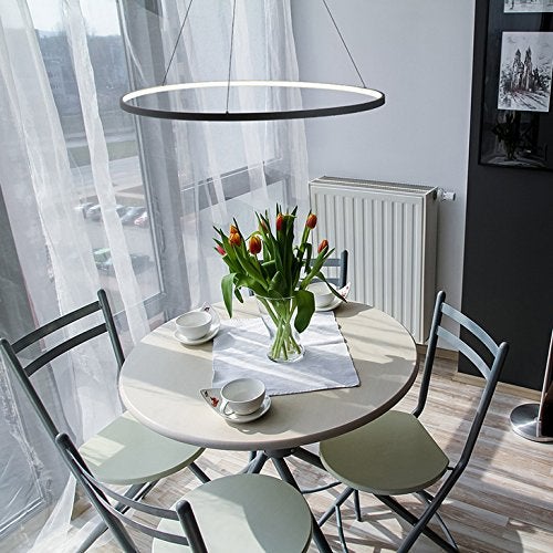 LightInTheBox Modern LED Chandelier 31.5" Ring Pendant Light Fixture Dimmable with Remote Control Minimalist Halo Dining Hanging Light Fixture Black for Living Room Dinning Room Bedroom (80cm) - Image 2