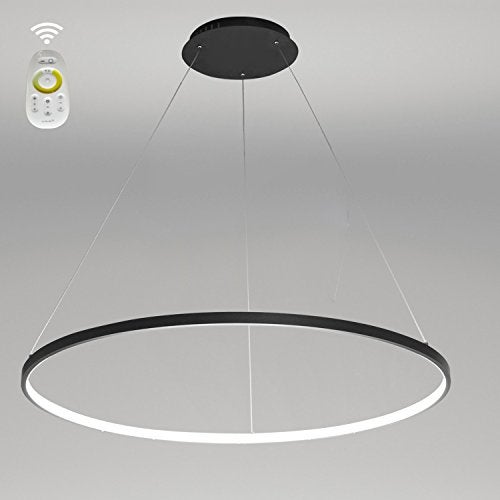 LightInTheBox Modern LED Chandelier 31.5" Ring Pendant Light Fixture Dimmable with Remote Control Minimalist Halo Dining Hanging Light Fixture Black for Living Room Dinning Room Bedroom (80cm) - Image 1