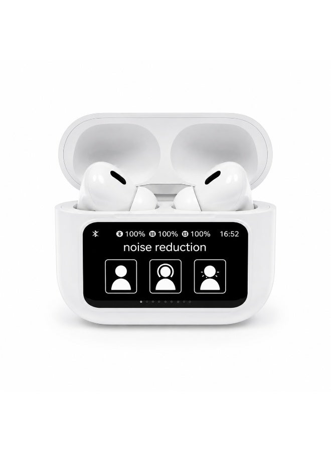 LENYES Air 11 Wireless Earbuds with HD LED Touchscreen, Bluetooth 5.4, Noise Reduction, Hi-Fi Sound, Smart Touch Control & Charging Case – White - Image 1