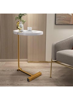 Y&D Small Side Table,23inch C Shaped End Table for Sofa and Bed, TV Tray Table with Metal Frame for Couch, Living Room, Bedroom  - Image 5