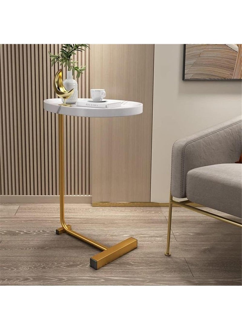Y&D Small Side Table,23inch C Shaped End Table for Sofa and Bed, TV Tray Table with Metal Frame for Couch, Living Room, Bedroom - Image 5