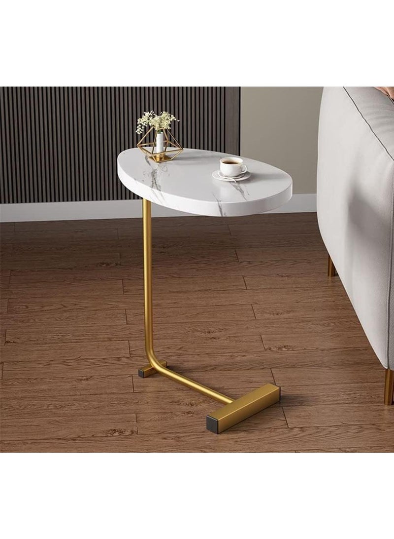 Y&D Small Side Table,23inch C Shaped End Table for Sofa and Bed, TV Tray Table with Metal Frame for Couch, Living Room, Bedroom - Image 2
