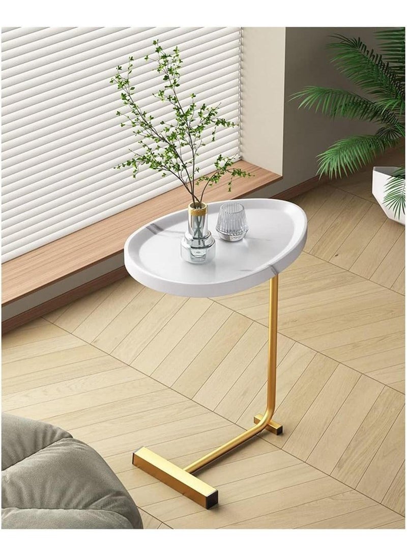 Y&D Small Side Table,23inch C Shaped End Table for Sofa and Bed, TV Tray Table with Metal Frame for Couch, Living Room, Bedroom - Image 1