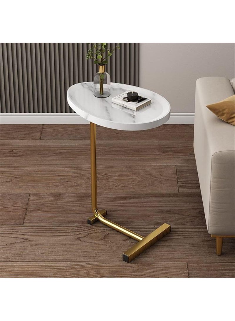 Y&D Small Side Table,23inch C Shaped End Table for Sofa and Bed, TV Tray Table with Metal Frame for Couch, Living Room, Bedroom - Image 3