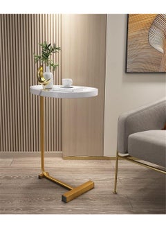 Y&D Small Side Table,23inch C Shaped End Table for Sofa and Bed, TV Tray Table with Metal Frame for Couch, Living Room, Bedroom  - Image 4