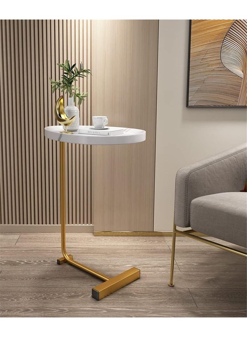 Y&D Small Side Table,23inch C Shaped End Table for Sofa and Bed, TV Tray Table with Metal Frame for Couch, Living Room, Bedroom - Image 4
