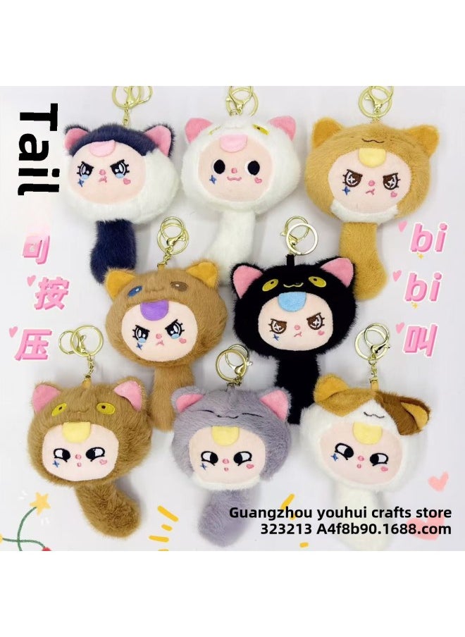 null - Trendy Play Surrounding Plush Toys Cute Cartoon Rabbit Cross-dressing Doll Doll Key Chain Schoolbag Pendant-Specifications:The Tail Can Be Pressed-Color:Single Style Mixed Color - Image 1