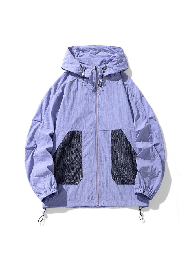 Song Feng Ya Summer Color-matching Thin Sports Outdoor Sun Protection Suit Couple's Coat Men's Breathable Loose Men's Hooded Sun Protection Suit For Men  - Image 1