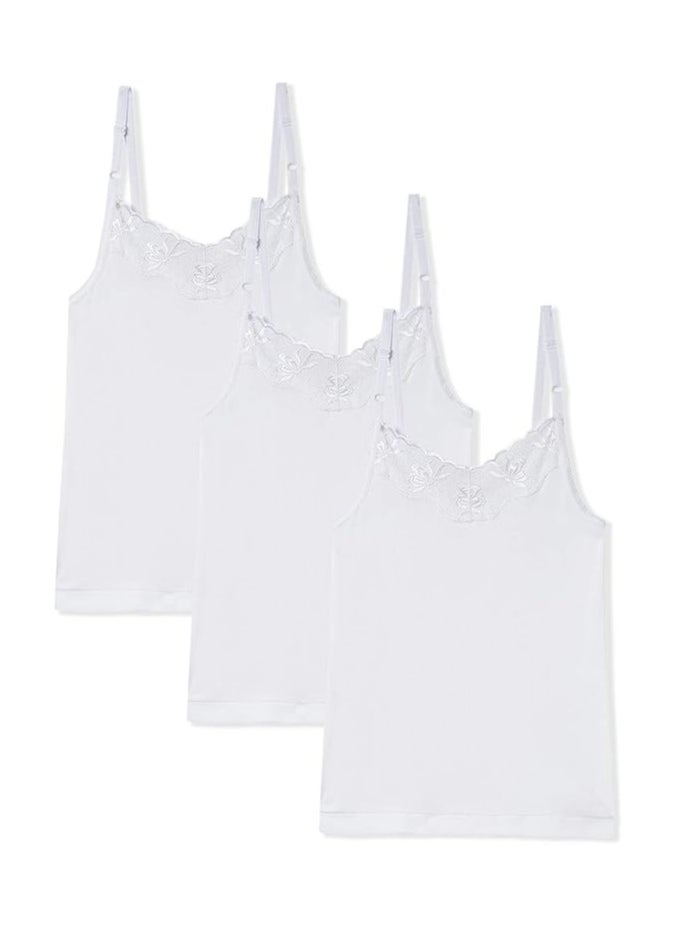 SLUGGER Slugger Cotton Camisole For Girls, White, 3 Piece Pack 