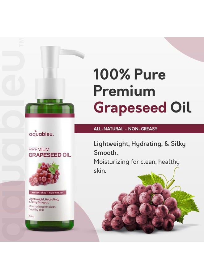 Aquableu Premium Grapeseed Oil - 100% Pure and All-Natural - Hydrating and Silky Smooth - Moisturing, for Clean and Healthy Skin, and Strong Hair - Cold Pressed - 8 oz - Image 3