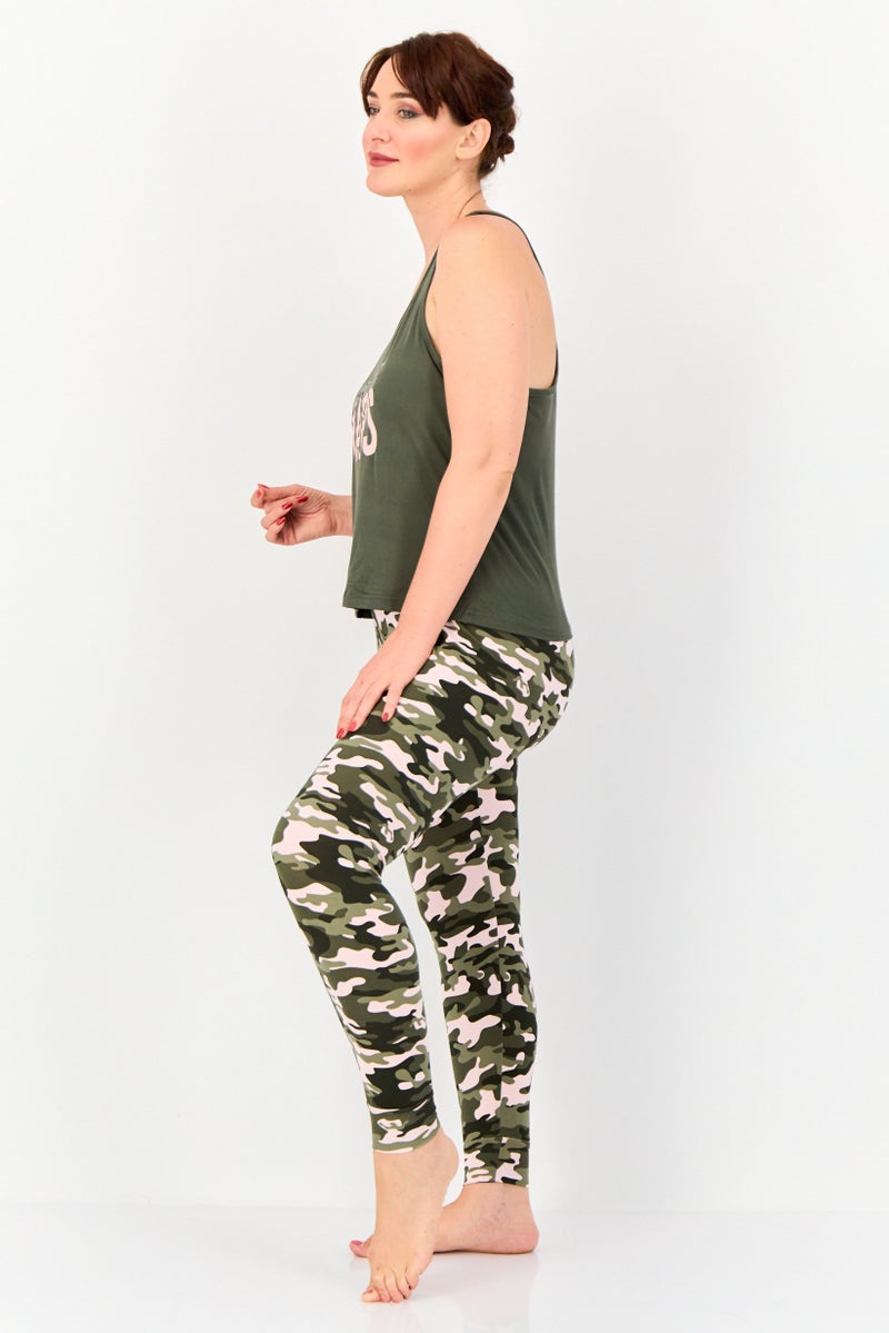 French Affair Women 2 Piece Graphic Sleeveless Top And Camouflage Bottom Set, Multicolor - Image 3