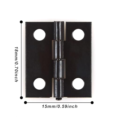 MAKABEE 50Pcs Small Hinges for Wooden Box, 18 x 15mm Mini Black with 200 Screws, Retro Jewelry Folding Butt Hardware for DIY Crafts - Image 3