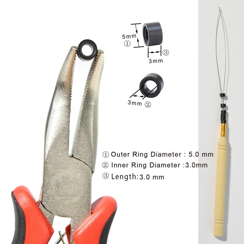 yantaisiyu 1000 Pcs 5.0 mm Silicone Lined Micro Links Rings Hair Extensions Beads Silicone Lined Beads for Human Hair Extensions and Feather Extensions (Black) - Image 2