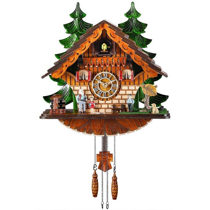 CUCKOO CLOCK TRADITIONAL HANDCRAFTED BLACK FOREST CHALET QUARTZ CLOCK FOR WALL DECOR
