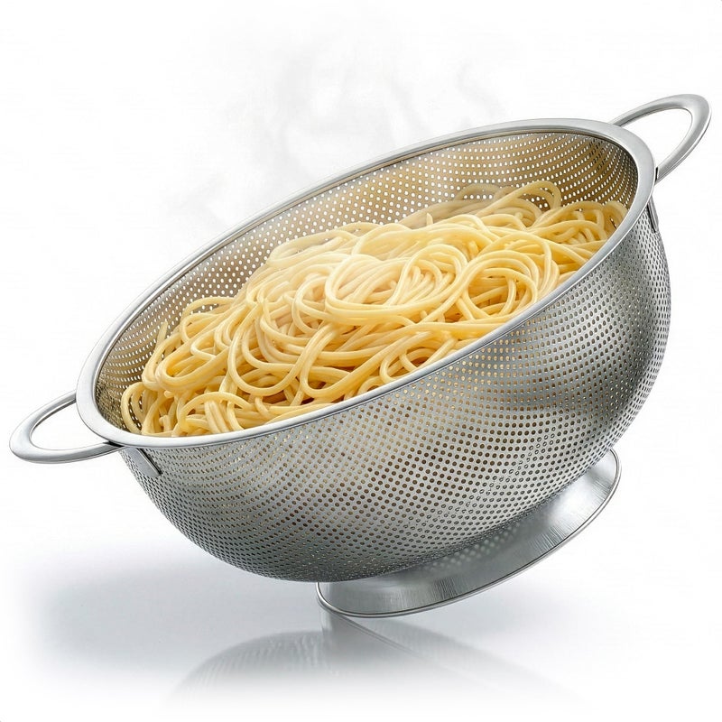 V TOWER Stainless Steel Colander for Kitchen - 5Qt Rice Strainer With Handles, Perforated Design, Dishwasher Safe, Rust-Resistant - Versatile Pasta Strainer for Grains, Beans, Spaghetti, Veggies, Fruits - Image 1