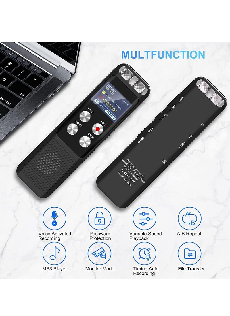 EVEREEN - 72GB Digital Voice Recorder Voice Activated Recorders with Playback Audio Recording Device with Clip-on Microphone for Lectures Meetings Dictaphone Sound Portable Tape Recorder with Password - Image 1
