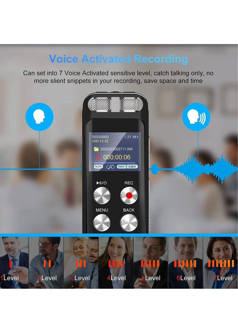 EVEREEN - 72GB Digital Voice Recorder Voice Activated Recorders with Playback Audio Recording Device with Clip-on Microphone for Lectures Meetings Dictaphone Sound Portable Tape Recorder with Password - Image 1