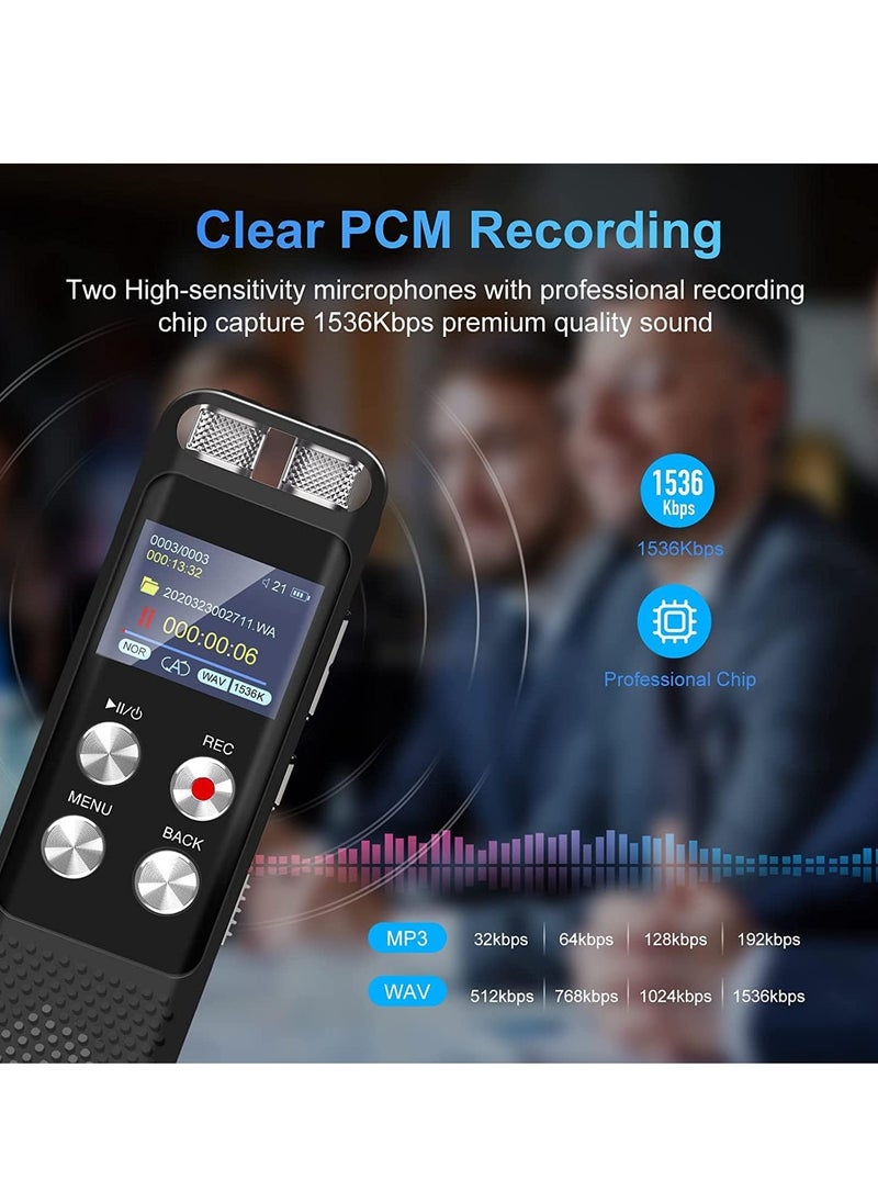 EVEREEN - 72GB Digital Voice Recorder Voice Activated Recorders with Playback Audio Recording Device with Clip-on Microphone for Lectures Meetings Dictaphone Sound Portable Tape Recorder with Password - Image 1