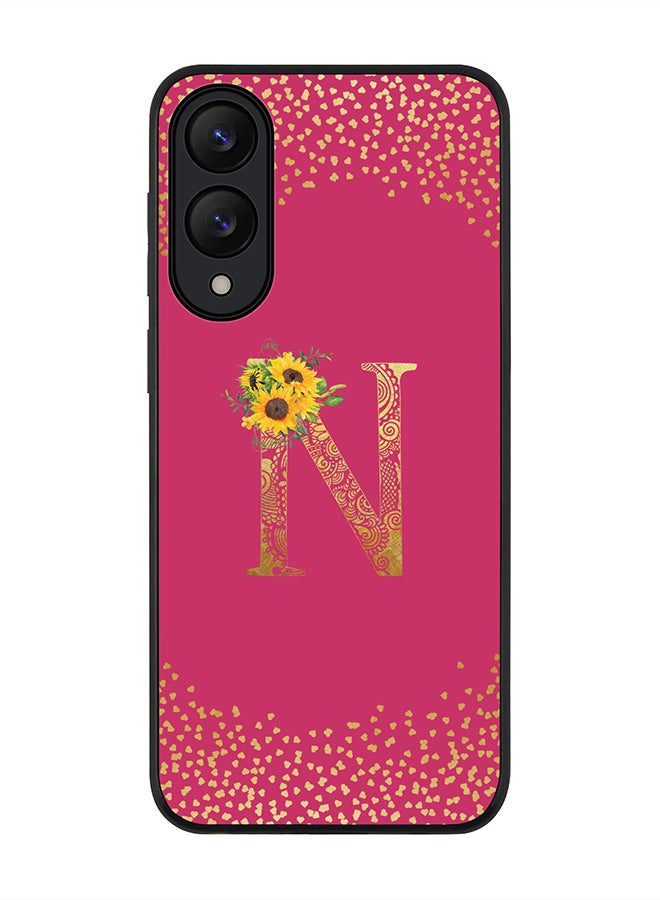 Stylizedd For Samsung Galaxy S25 Edge Case,Slim fit Camera Protection, Shockproof Thin Phone cover  - Custom Floral Monogram - N ( Deep Pink )