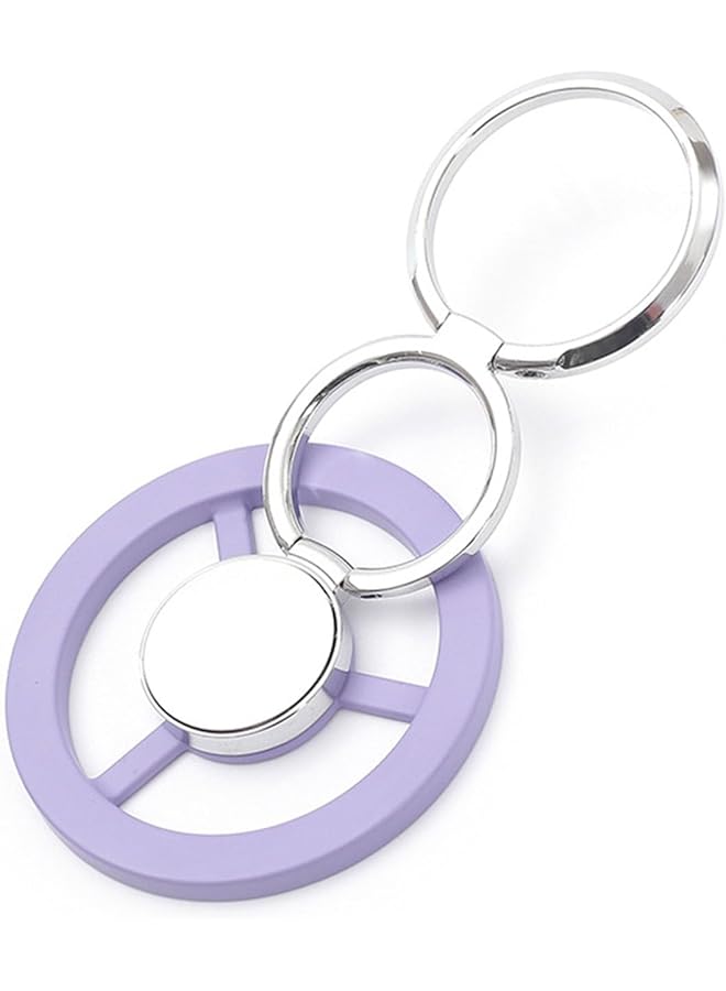 S-TOP Magnetic Ring Phone Holder with 2 Adjustable Foot Rings - 360° Rotatable for Finger Grip & Desktop Stand (purple) - Image 1