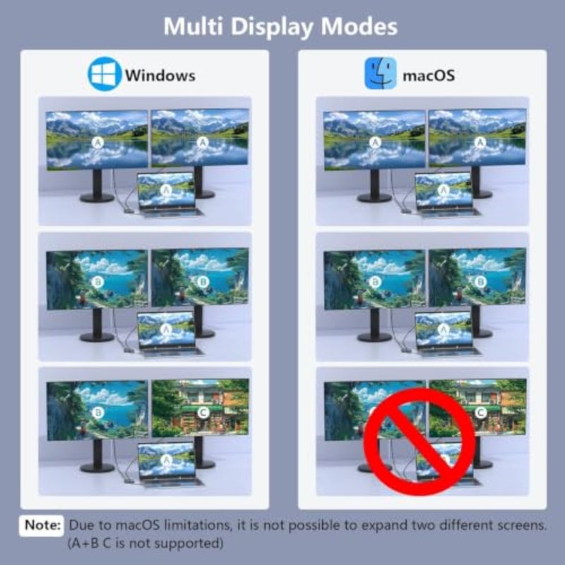 HDMI Splitter for Dual Monitors, Dual HDMI Adapter with USB 3.0 and 100W PD, 4K@60Hz DisplayPort to MST Hub, Extended Display, USB-C Multiport Hub, Laptop Docking Station for Dell, HP, Mac - Image 3