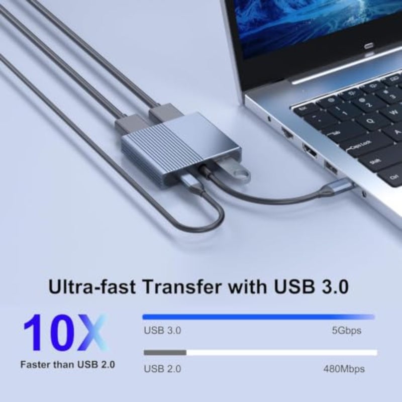 HDMI Splitter for Dual Monitors, Dual HDMI Adapter with USB 3.0 and 100W PD, 4K@60Hz DisplayPort to MST Hub, Extended Display, USB-C Multiport Hub, Laptop Docking Station for Dell, HP, Mac - Image 4