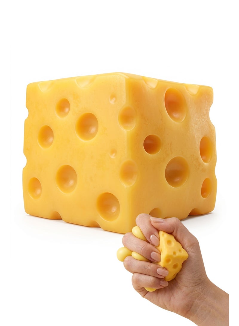 Duravel Cheese Squishy Slow Rising Stress Relief Fidget Toy 4.5cm Soft PU Cheese Block Squeeze Toy for Kids & Adults Anti Anxiety Sensory Squishies - Image 1