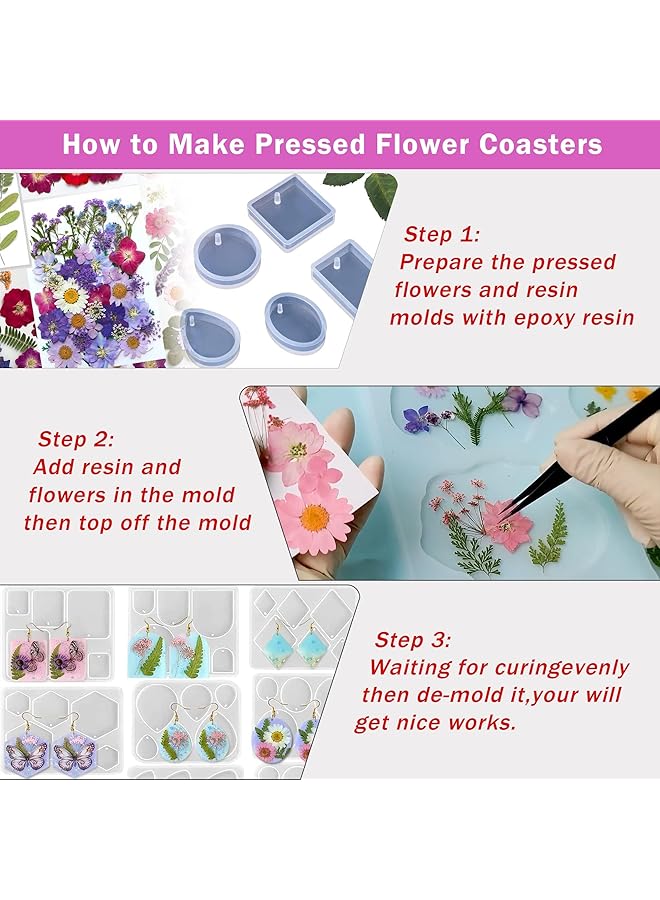 erorex 87Pcs Pressed Flowers For Nails Resin Mold Dried Flowers Real Leaves Natural With Tweezers And Glue For Diy Wedding Candle Make Up Invitations Lolita Garden - Image 3