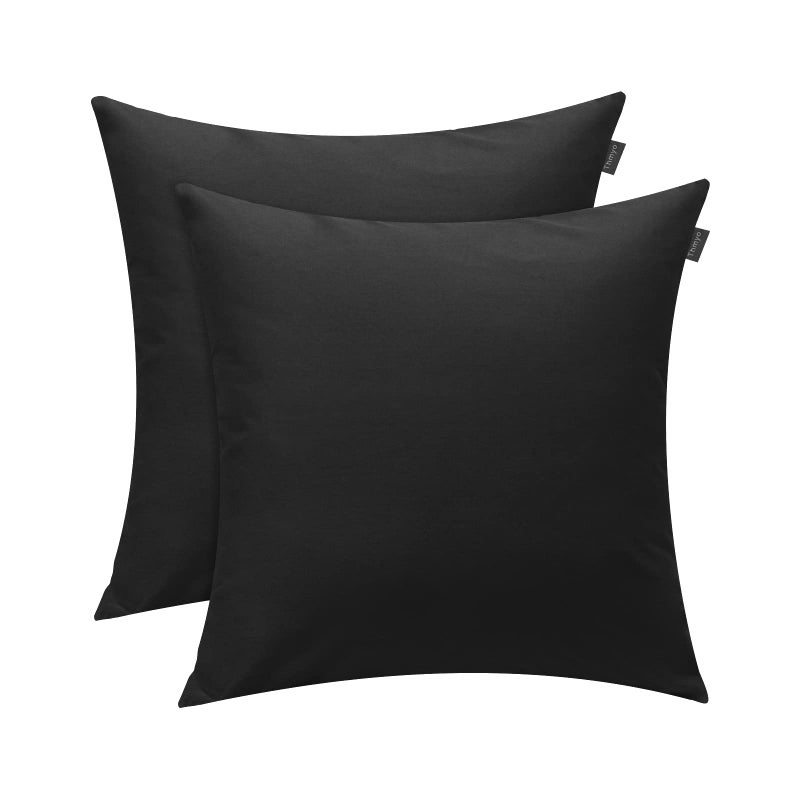 Thmyo 2 Pack Cotton Solid Decorative Square Throw Pillow Covers Halloween DIY Throw Pillowcase Blank Sublimation Pillow Cases Heat Transfer Pillow Cover Christmas Cushion Cover18x18 inchBlack - Image 2