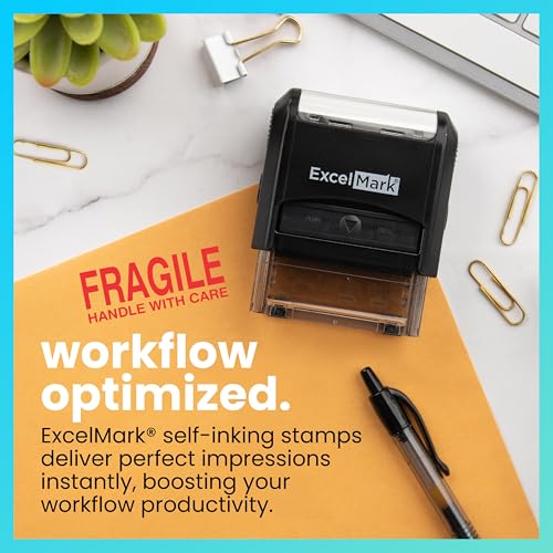 ExcelMark Fragile Handle with Care - Self Inking Rubber Stamp - Red Ink - Image 3