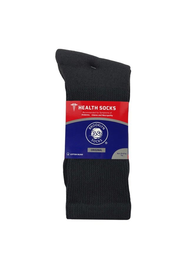 Brooklyn Socks 3 Pairs of Cotton Diabetic Neuropathy Crew (10-13, Fits Mens shoe size 9-12, Black) - Image 5