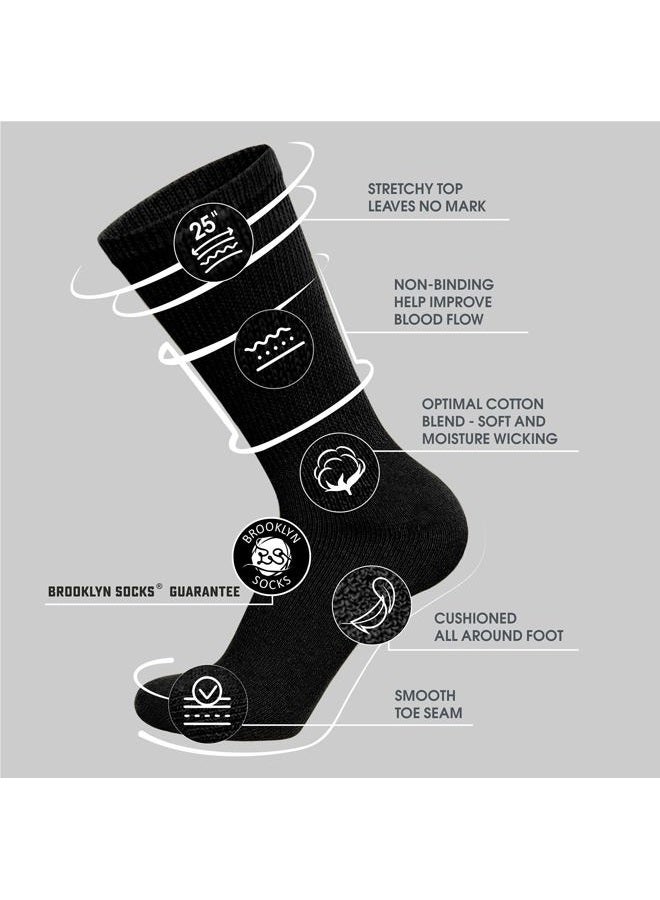 Brooklyn Socks 3 Pairs of Cotton Diabetic Neuropathy Crew (10-13, Fits Mens shoe size 9-12, Black) - Image 2