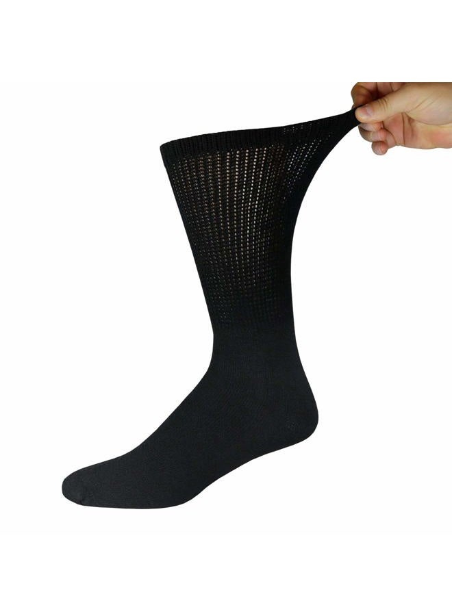 Brooklyn Socks 3 Pairs of Cotton Diabetic Neuropathy Crew (10-13, Fits Mens shoe size 9-12, Black) - Image 3