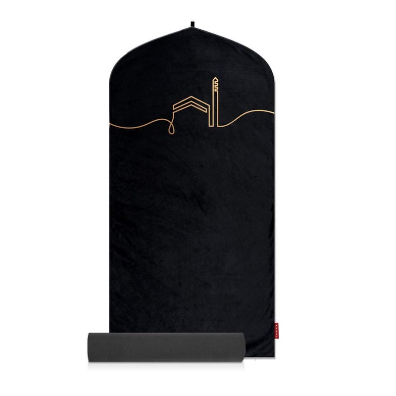 takva TAKVA EasiClean Indoor Prayer Mat  Kaaba Collection ComfitPlus Kaaba Black Padded memoryfoam Prayer Rug Muslim Islamic Prayer Rugs 