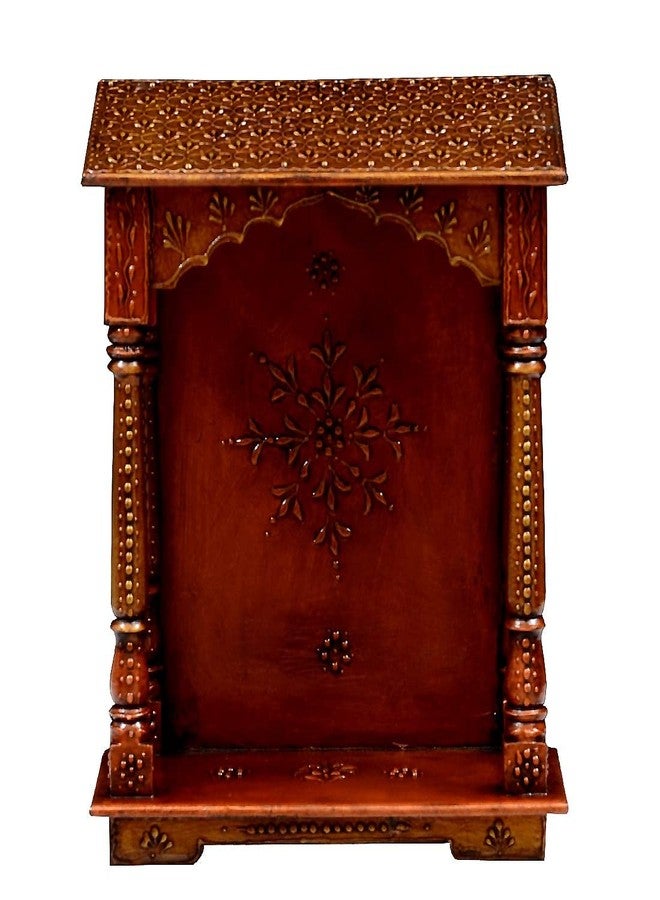 CRAFT TREE Handcrafted Wooden Hanging Mini Hut Temple/Mandir/Pooja Ghar,Color:- Copper (Size: 13 x 6 x 15 inch) - Image 2