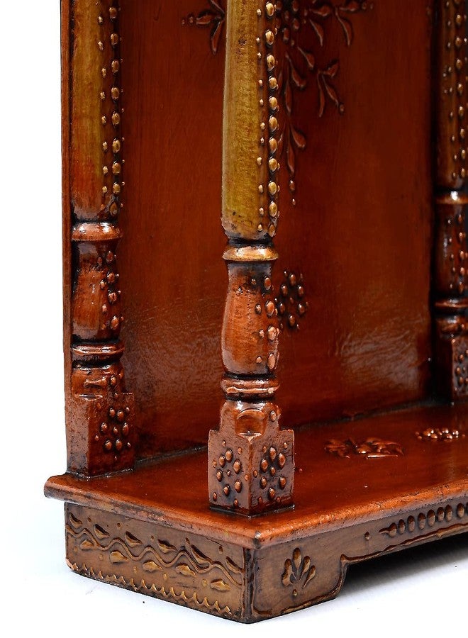 CRAFT TREE Handcrafted Wooden Hanging Mini Hut Temple/Mandir/Pooja Ghar,Color:- Copper (Size: 13 x 6 x 15 inch) - Image 4