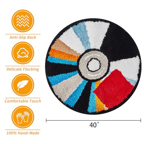 Niyanghome CD Rug - 40 inch Tufted Hypebeast Non-Slip Bath Mat Cool Record Rugs and Aesthetic Carpet for Bedroom & Living Room Decor - CD Carpet Y2K Doormat for Y2K Room Decor - Image 2